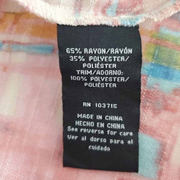 Zac & Rachel Womens Pink Plaid Blouse Size XL Smocked Tie Ruffled Neck Peasant - Picture 5 of 10